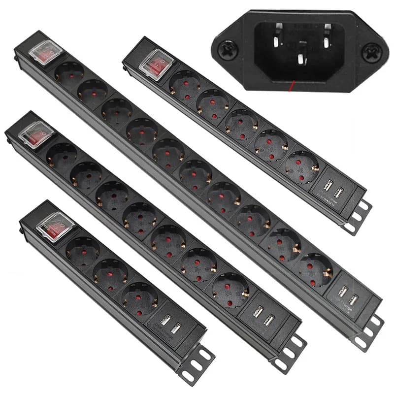Ciabatta PDU a IEC-C14 porte con presa EU a 2-10 vie estesa con rack per armadio di rete 2 ricarica USB