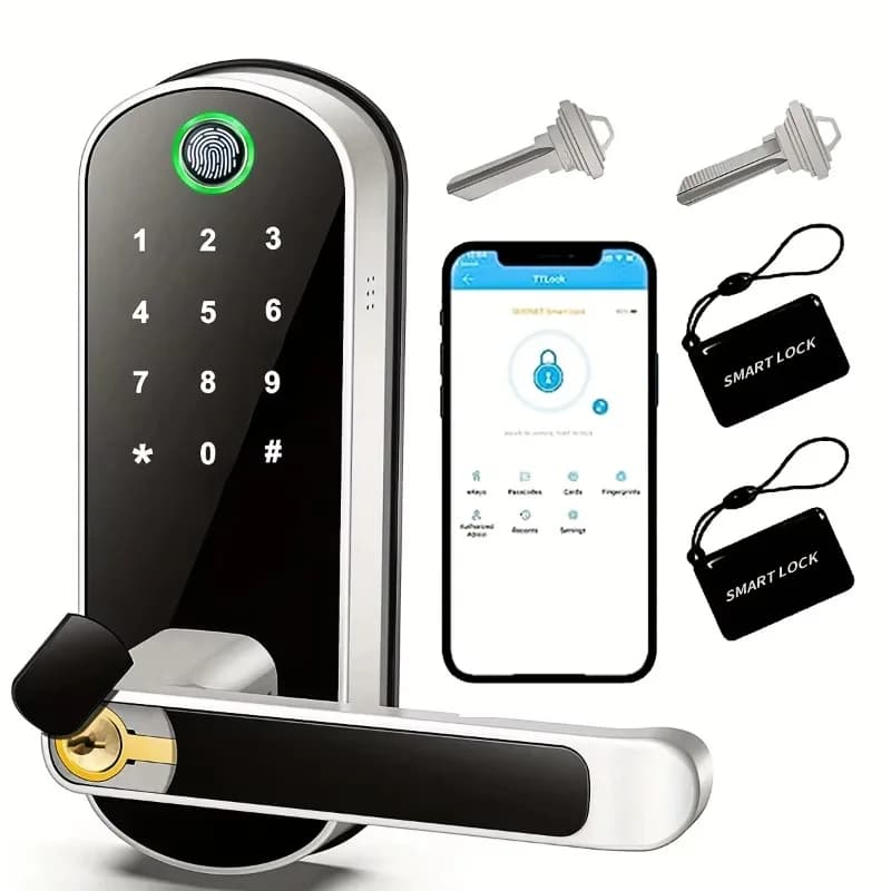 Serratura Intelligente WiFi con Impronta Digitale, NFC, Touchscreen, Accesso Senza Chiave, Controllo Remoto via App, Impermeabile IP67, Dispositivo di Sicurezza Domestica