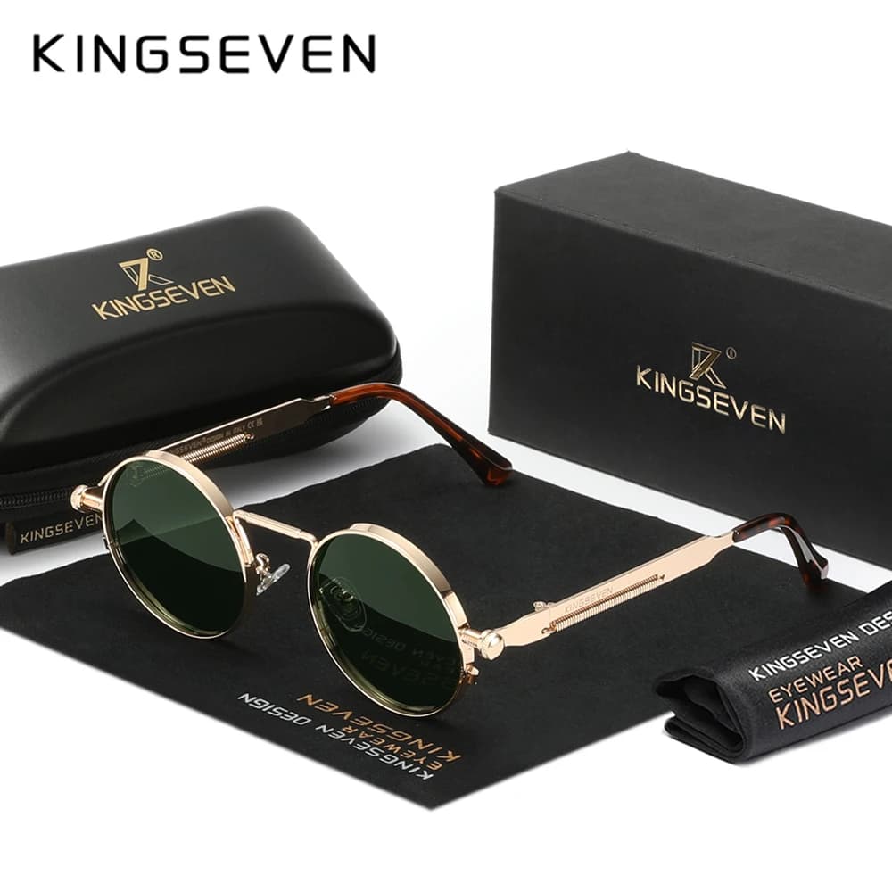 KINGSEVEN Occhiali da sole rotondi da uomo Occhiali da sole polarizzati Steampunk per donna Accessorio per occhiali UV400 stile vintage Oculos