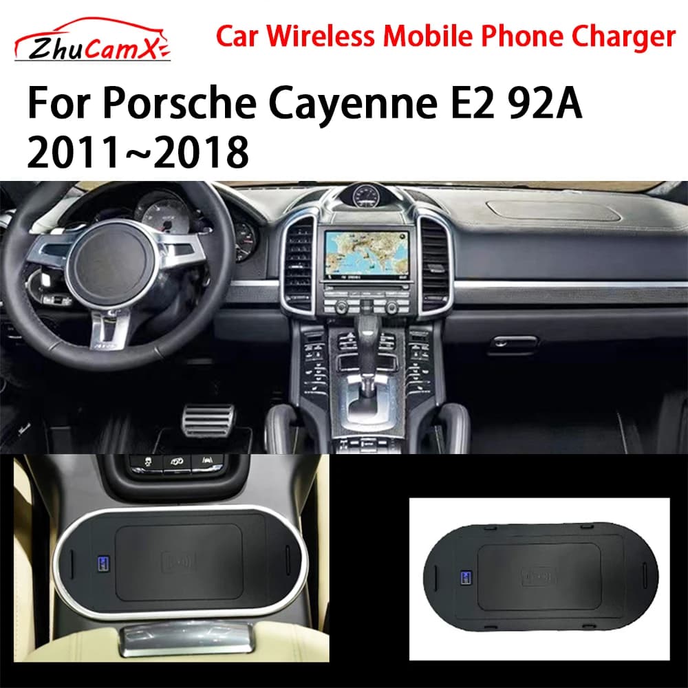 Wireless Phone Charger for Car Central Storage Console QI 18W iPhone Fast Charging for Porsche Cayenne E2 92A 2011–2018