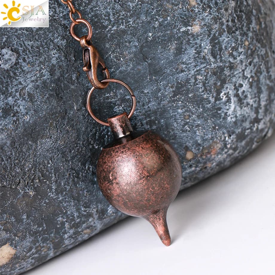 Reiki Pendolo in metallo per rabdomanzia Divinazione Penduli Ottone Sfera di rame Cono a punta Guarigione Ciondolo spirituale Strumento di gioielli H103