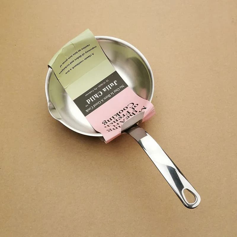 One Piece Stainless Steel Oil Splashing Pan Small Sauce Hot Oil Pan Frying Pan 304 Small Frying Pan 12cm Cooking Pot