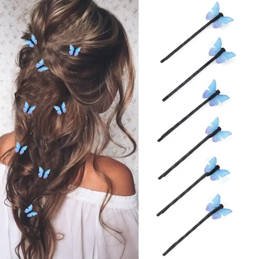 4-12 pieces hair clips butterfly hair clips blue butterfly wedding decoration hair clips wedding accessories for women and