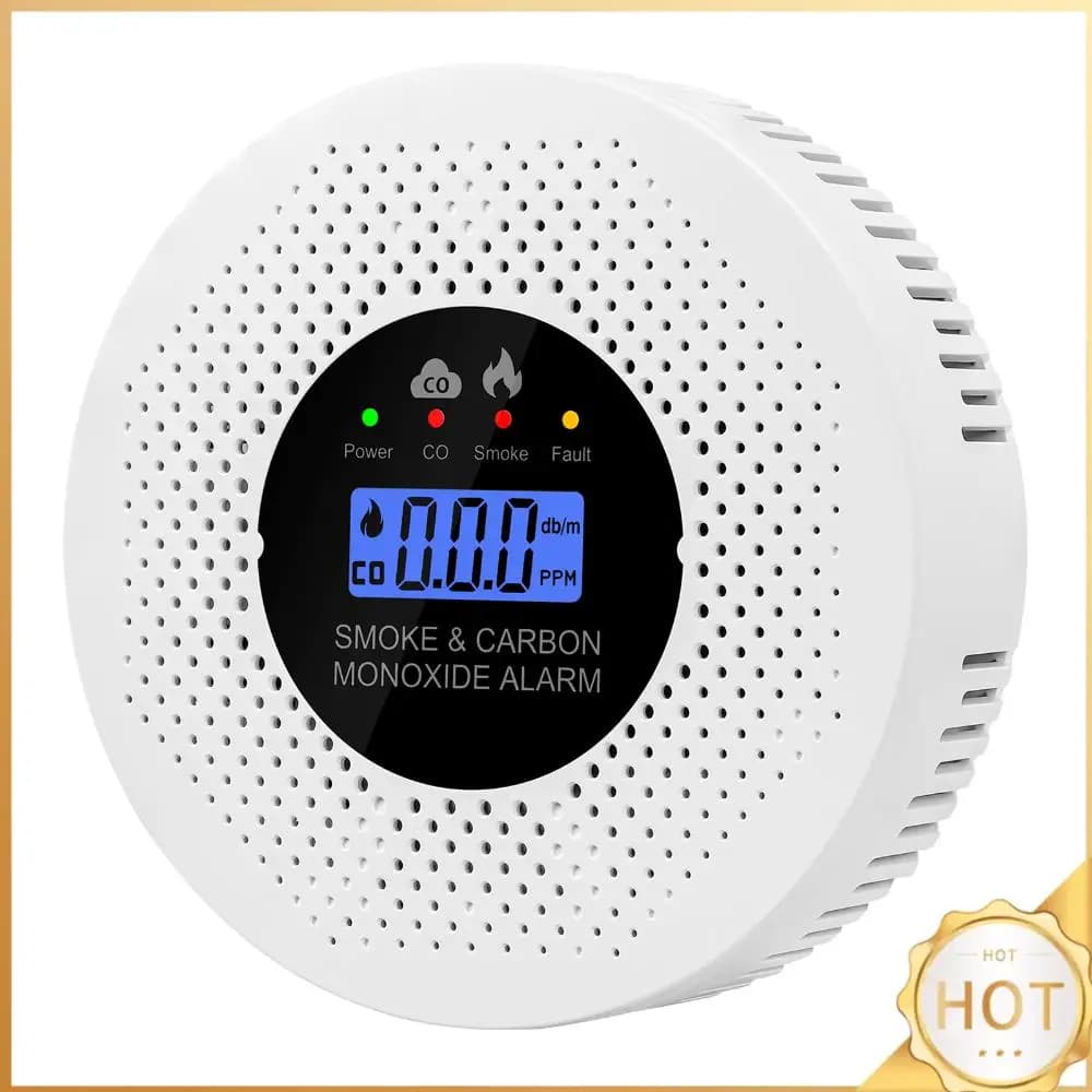 Rilevatore di fumo con allarme antincendio 2 in 1 con display LCD Allarme monossido di carbonio alimentato a batteria per cucina di appartamenti domestici