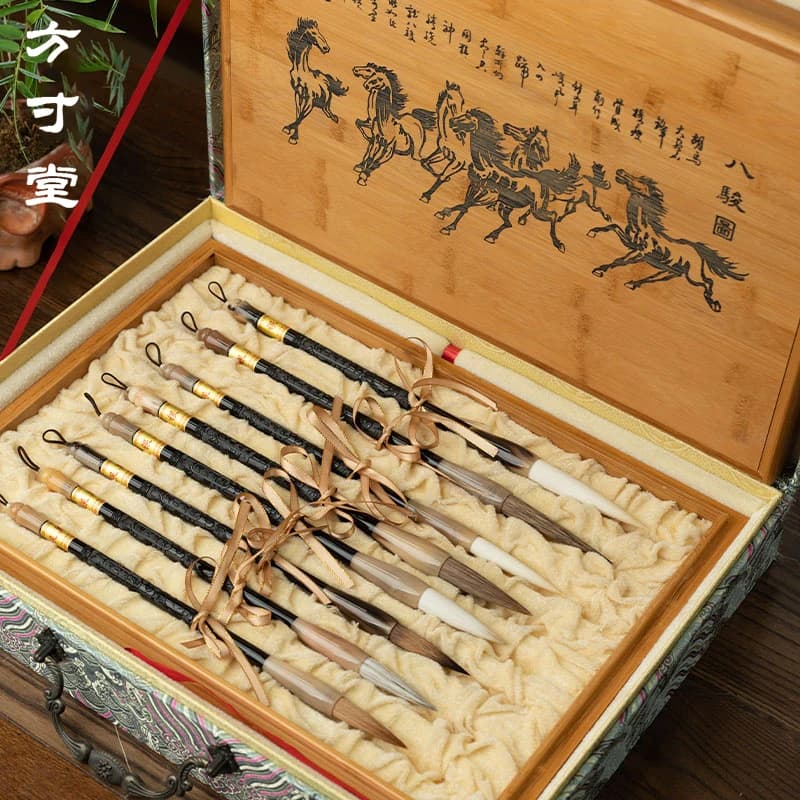Master brush set gift box for calligraphy, four treasures of the study, and wolf hair, Chinese painting, sheep hair, Zhongkai la