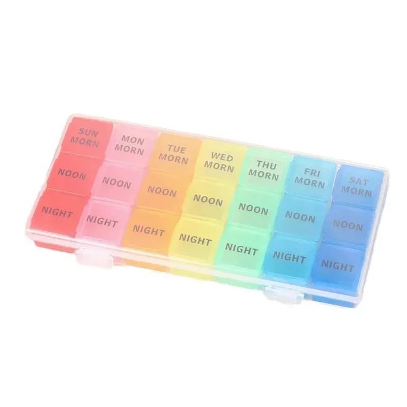 Portable Travel Pill Case Weekly Organizer 7 Days 21 Grids Medicine Storage Container for Tablets Drugs Vitamins