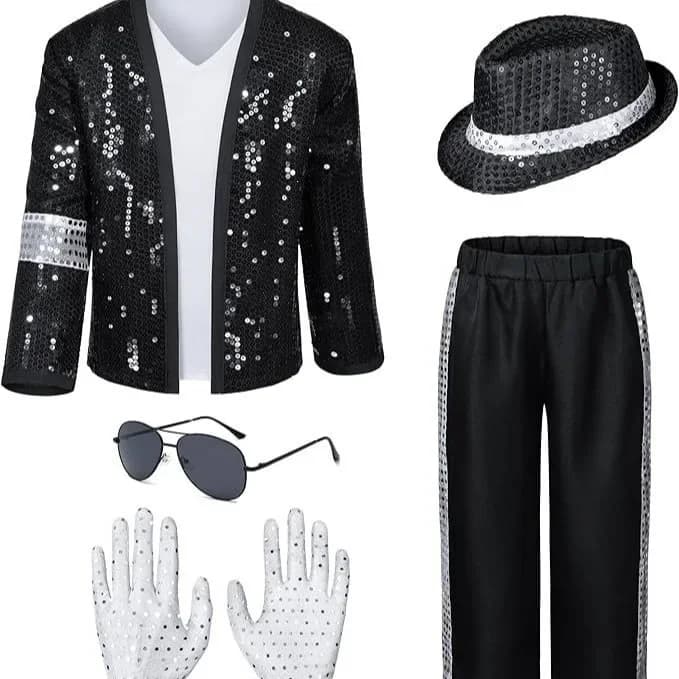 Adult Women Men Pop Star Michael Jackson Cosplay Costume Wig Halloween Stage Performance Hip Hop Dance Family Clothing 2026 80s