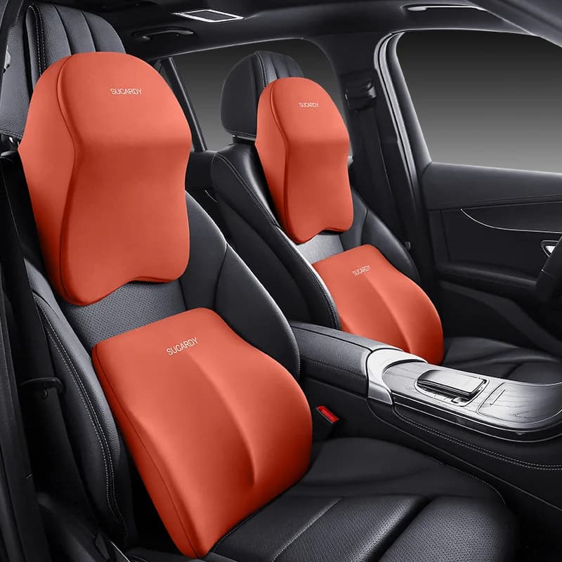 TOH Poggiatesta per auto Cuscino di supporto lombare Cuscino per collo in memory foam con protezione per le spalle per strumenti di comfort migliorati visibili