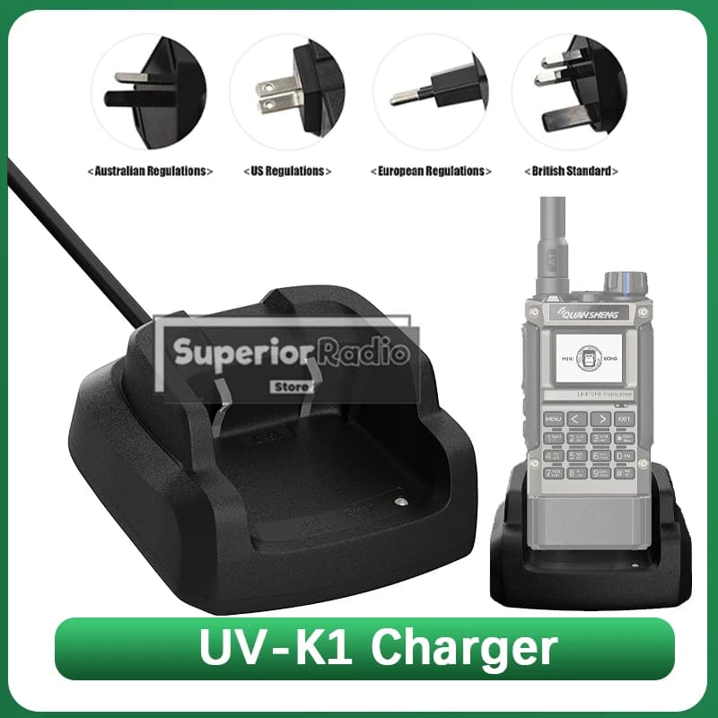 Caricabatterie Quansheng UV-K1, Adattatore di Alimentazione per Walkie Talkie UV-K6, AC 100-240V, Caricatore da Tavolo Originale C-51 UV-K1(8) Sostitutivo