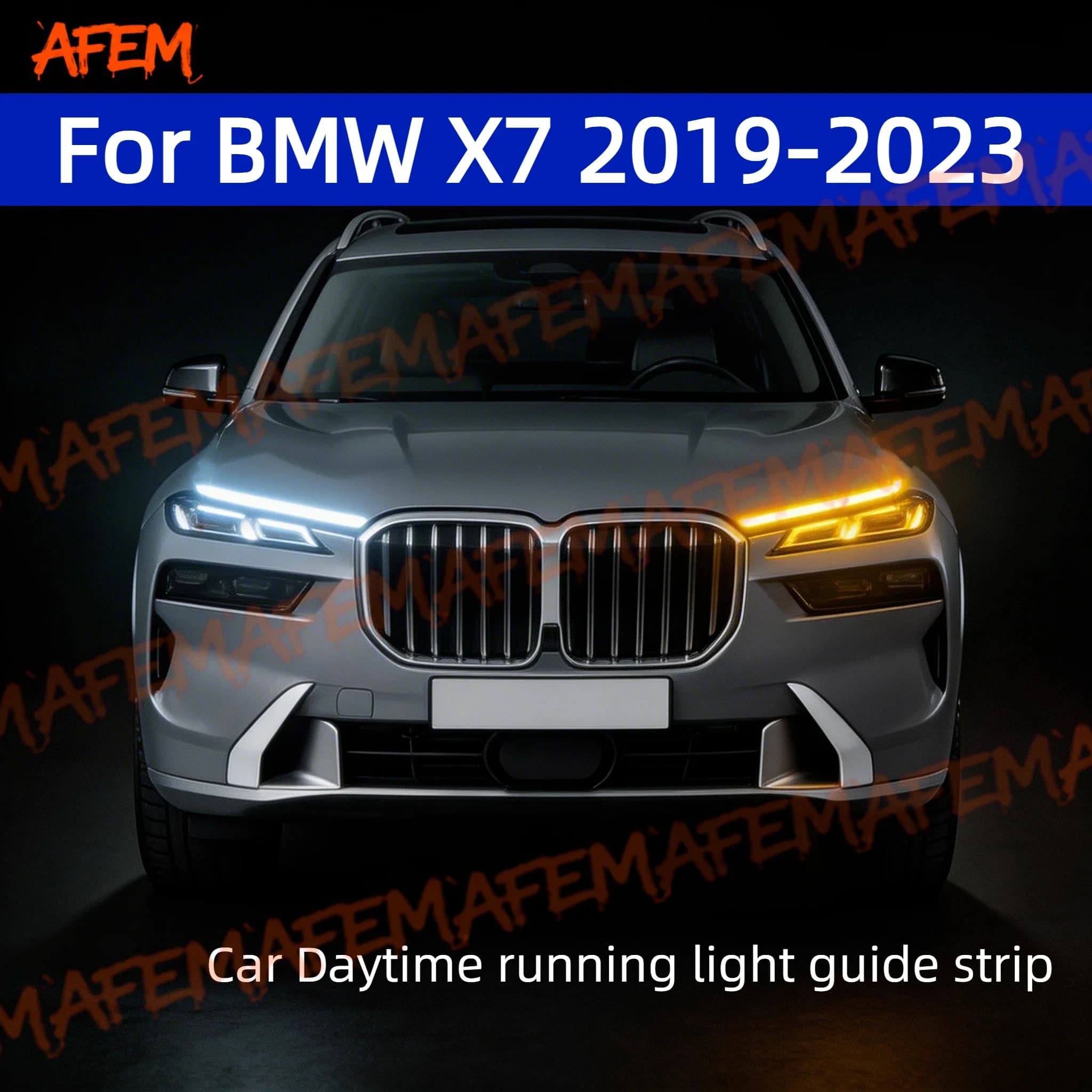2pcs For BMW X7 2019-2023 Daytime Running Light Guide Strip Auto LED DRL Daytime Running light Flexible Decorative Ambient Lamp
