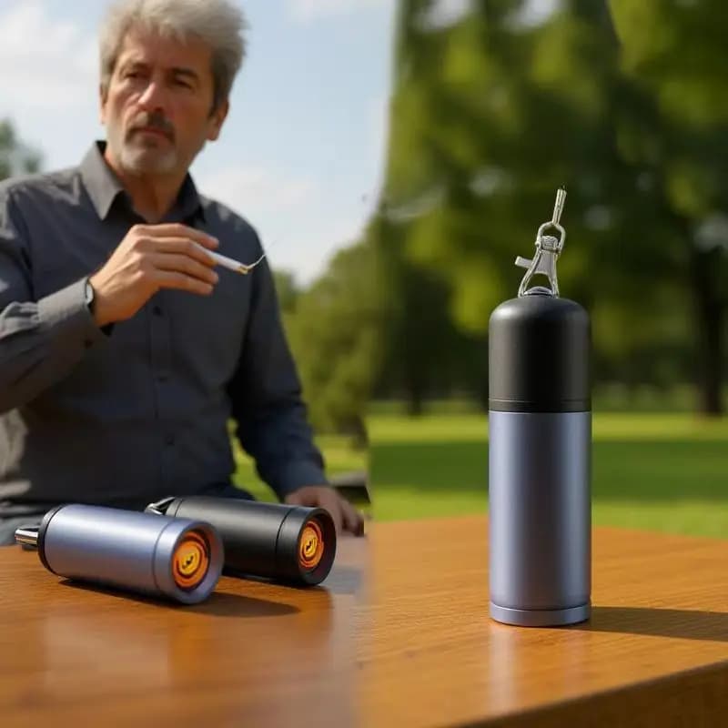 Tipo C Nessuna batteria Nessuna fiamma Adattatore per accendisigari di sicurezza portatile Mini accendisigari Spegnimento automatico per viaggi aerei all'aperto