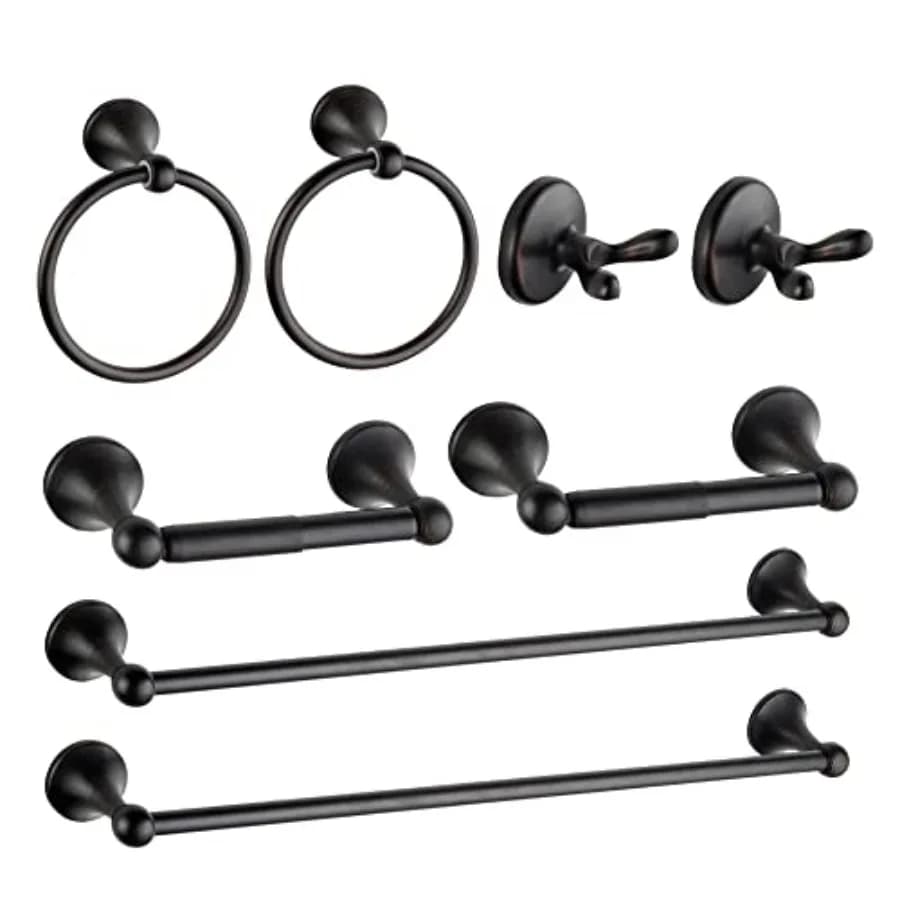 8 Pcs Bathroom Accessory Set Adjustable Towel Bar, Towel Ring, Toilet Paper Holder, Towel Robe Hook,Wall Mounted Bathroom Hardw