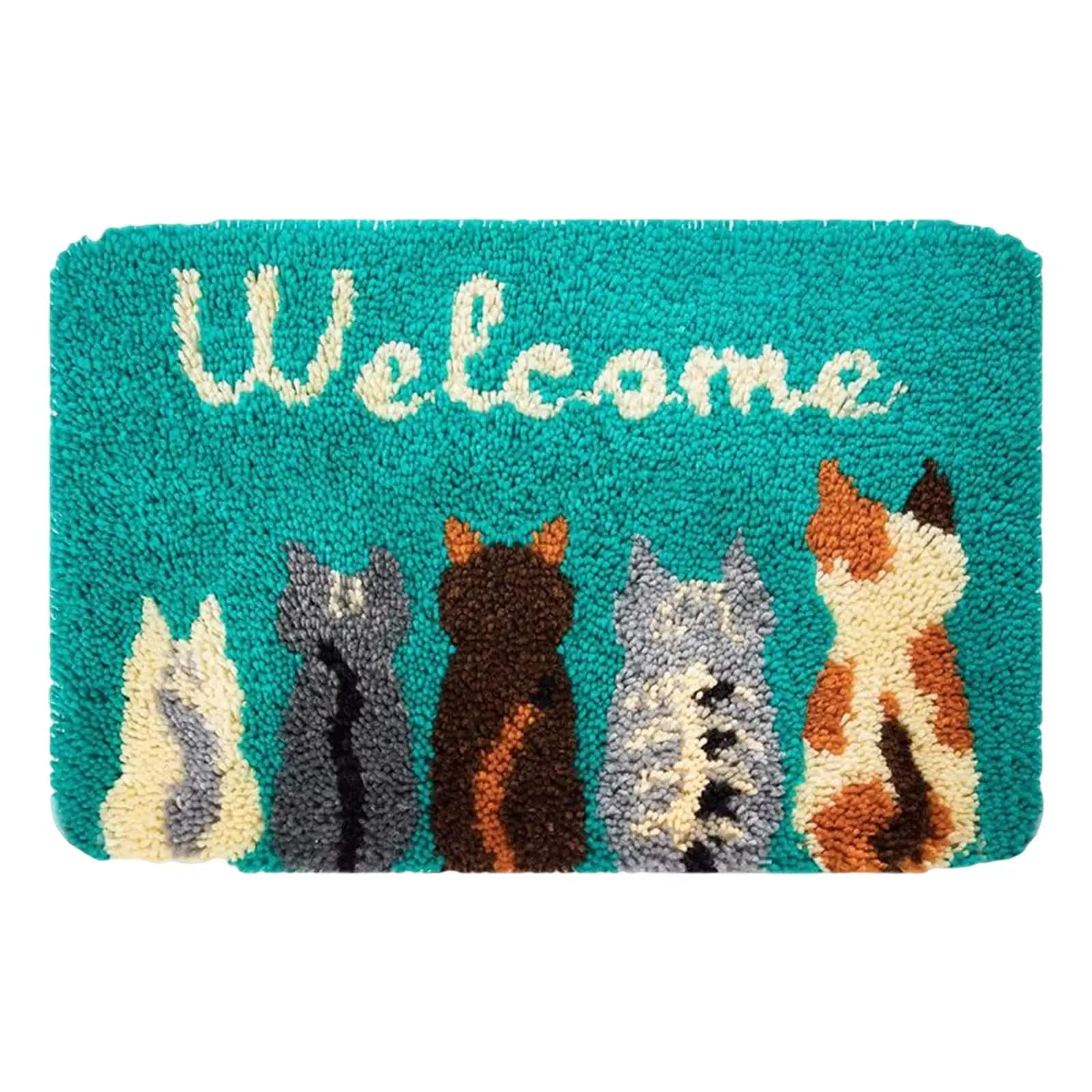 Cat Latch DIY Rug Making Kit Yarn Crocheting Carpet Making Kit Beginners A