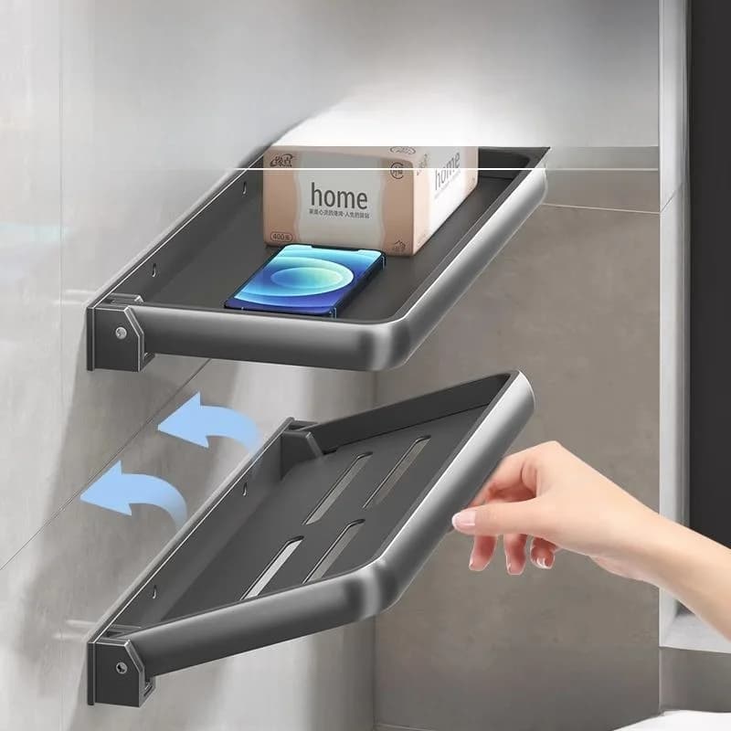 Bathroom Wall Mounted Shelf No Drilling Cosmetic Storage Rack Drainable Toilet Organizer U-Shaped Aluminum Alloy Display Shelf