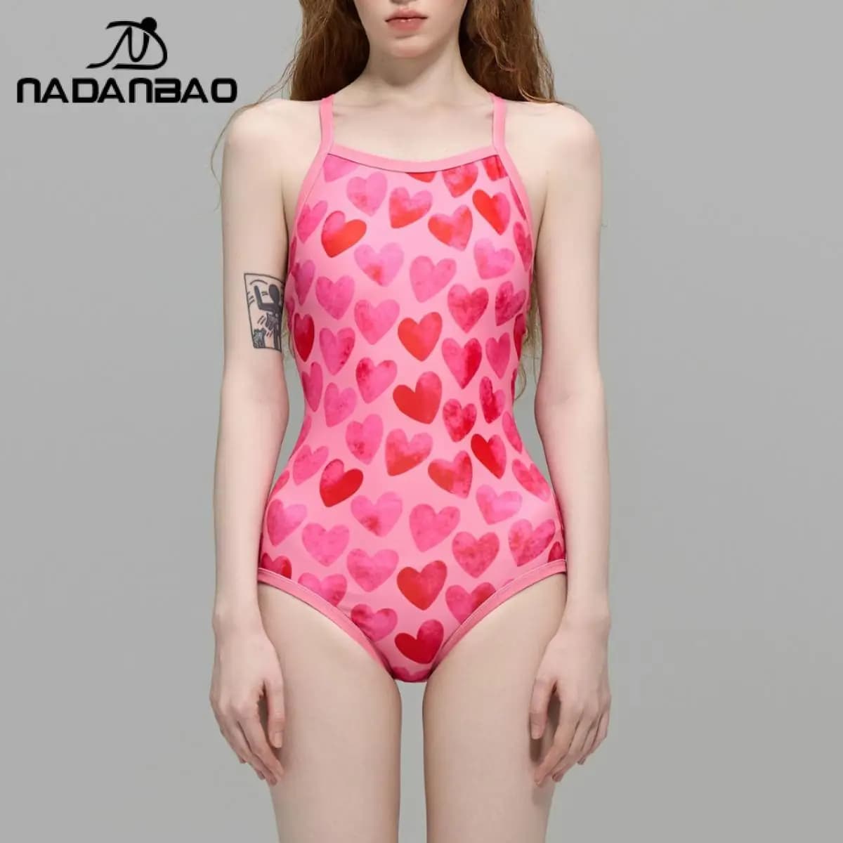 Costume da Bagno Intero Nadanbao con Stampa Cuore Rosso, per San Valentino, Professionale, Triangolare, per Ragazze, per Acque Terme e Spiaggia