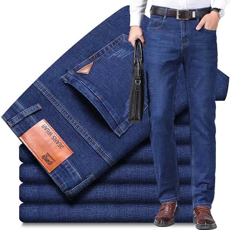Nuovi Jeans Elasticizzati da Uomo 2025, Jeans Classici Elasticizzati per Business, Moda Maschile, Comodi, Slim Fit, Dritti, Lunghi in Denim