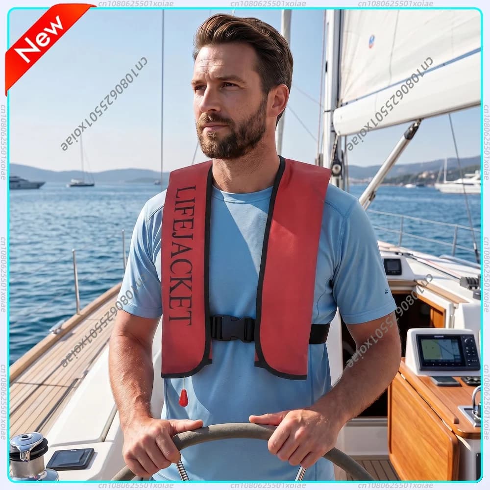 Self-inflatable Life Vests with Reflective Strips & Emergency Whistle Life Jacket for Surfing Swimming Kayaking Sailing Boating