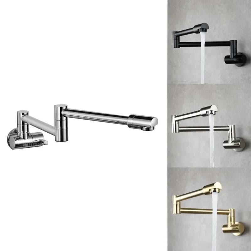 Rubinetto da cucina in ottone Cocina Torneira Gourmet De Cozinha rubinetto montaggio a parete miscelatore singolo freddo monoforo ruota piega rubinetto cromato