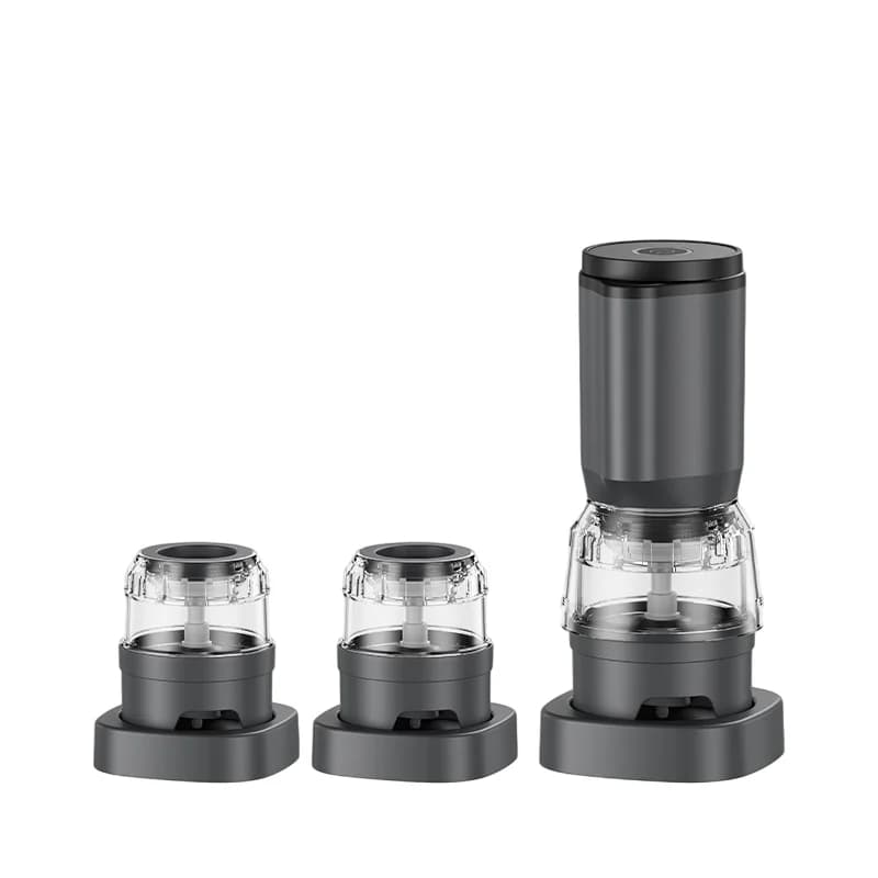 Set Macinapepe Elettrico USB con 3 Contenitori Sostituibili, Macina Spezie con Regolazione della Finezza di Macinatura per Cucina, BBQ, Campeggio