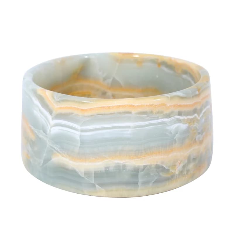 Luxury Polishing Blue Ice Onyx Pet Bowl Onyx Pet Food Bowls