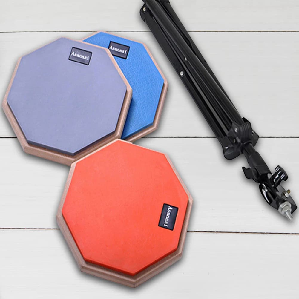 Pad per Batteria da 8 Pollici in Gomma e Legno con Supporto Regolabile, Pad Silenzioso per Pratica e Allenamento per Principianti