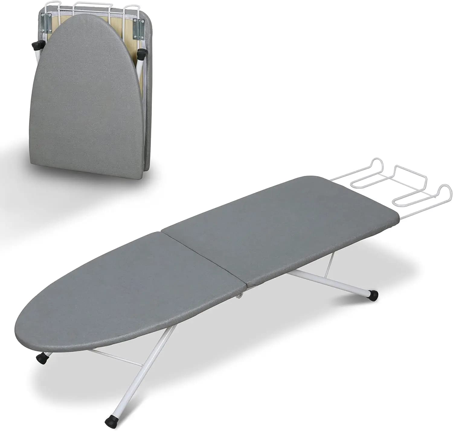 Asse da Stiro Portatile Pieghevole con Copertura Resistente al Calore, 80x30x18 cm, Grigio - Design Salvaspazio