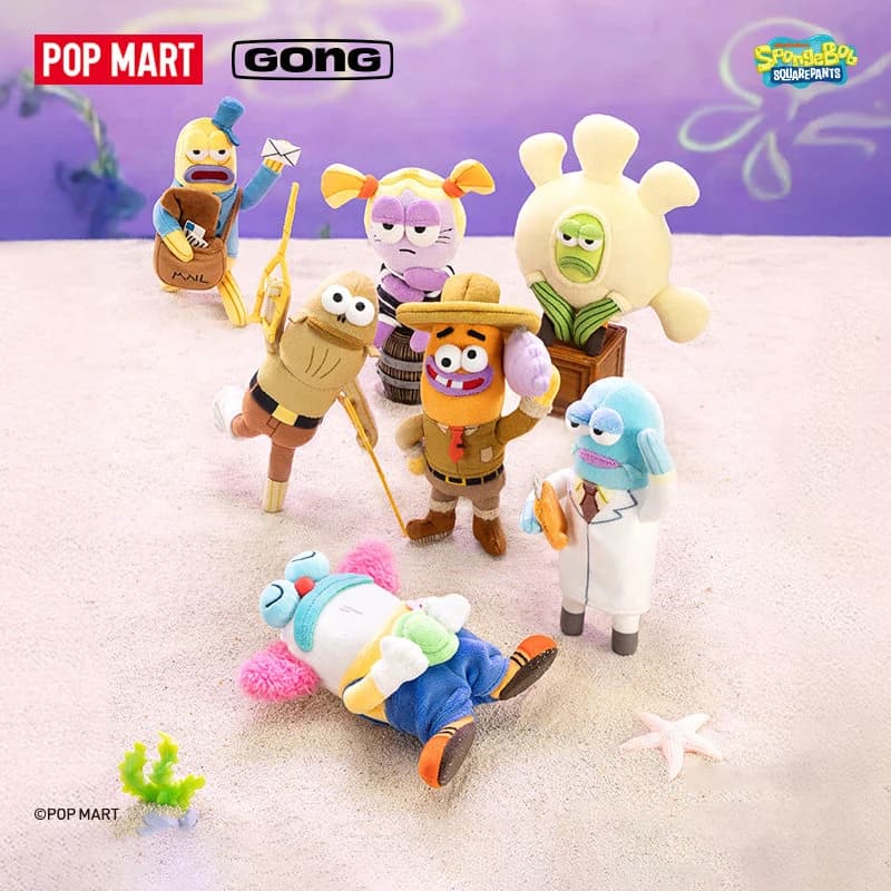 Official POP Mart Bikini Bottom SpongeBob SquarePants Series Blind Box Plush Keychain for Kids' Collectibles and Birthday Gifts