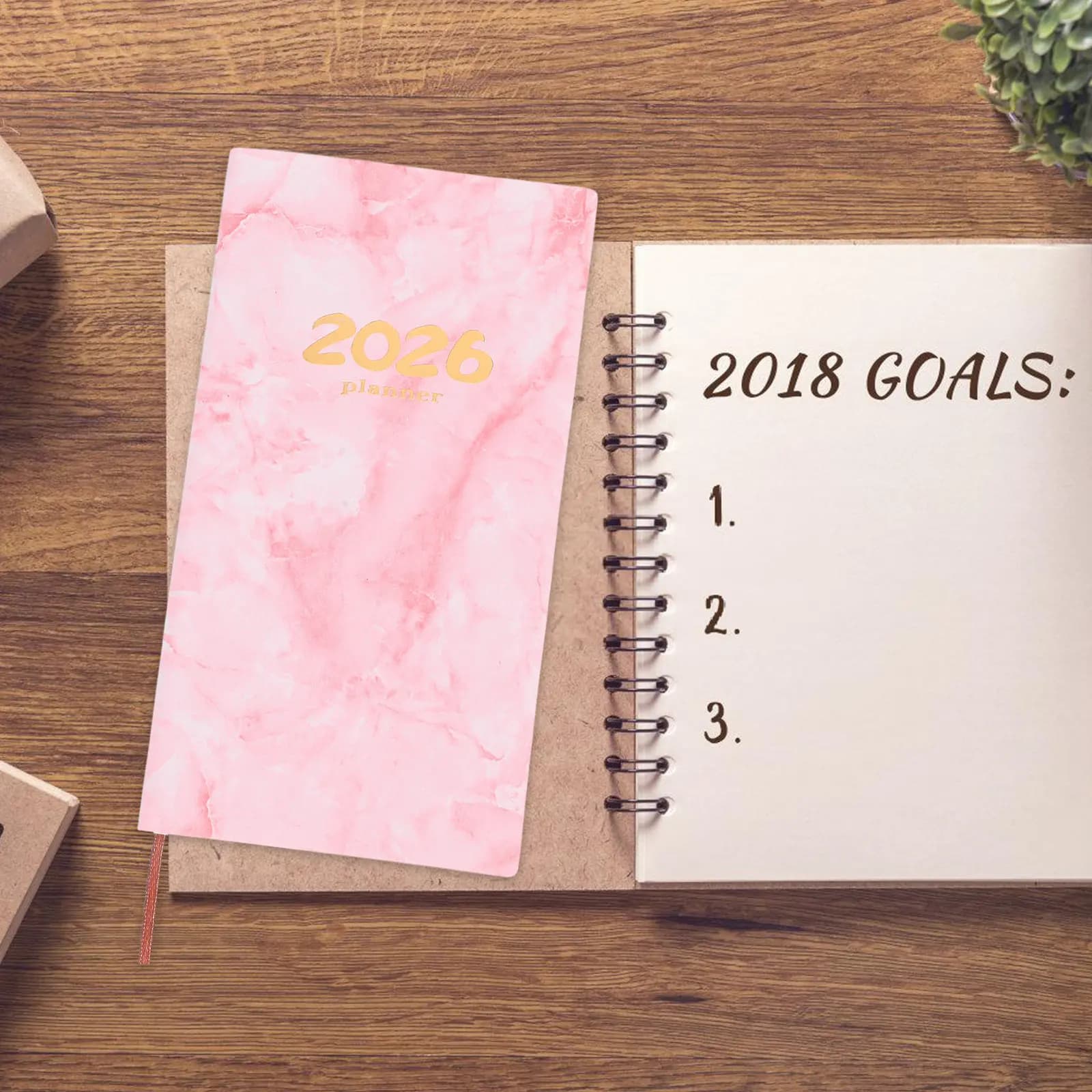 Agenda Giornaliera A6 con Motivo Marmorizzato, Copertina in PU Impermeabile, Diario per Gestione del Tempo, Lavoro, Scuola, Viaggi 2026