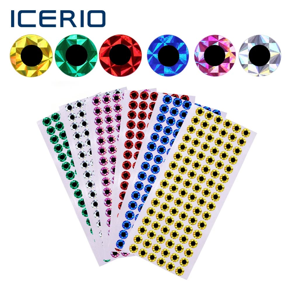 ICERIO 300PCS Fishing Lure Eyes 2D Holographic Flat Eye per la pesca a mosca Jigs Lure Crankbait Minnow accessori fai da te