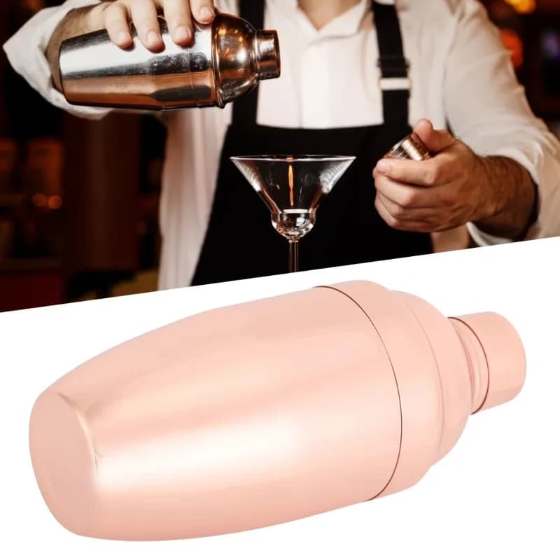 Elegant Manual Shaking Stainless Steel Cocktail Shaker Bar Tool Supplies Accessories Rose Gold for Bartender