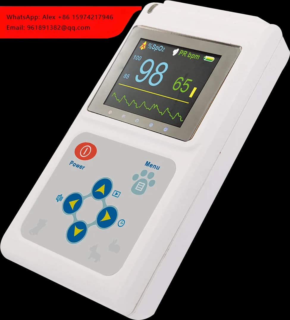 CMS60D-VET Pulsossimetro Veterinario Elettrico con Display a Colori, Batteria Integrata, Classe II, Garanzia di 1 Anno per Uso Veterinario