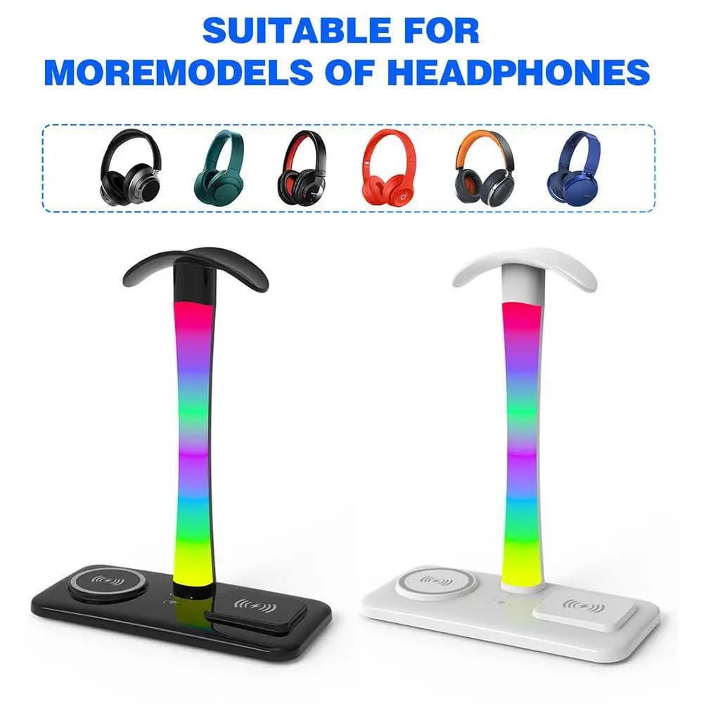 Headphone Support Wireless Charger All in One LED Ambient Light Play Headphone Support Headphone Support Headphone Accessories