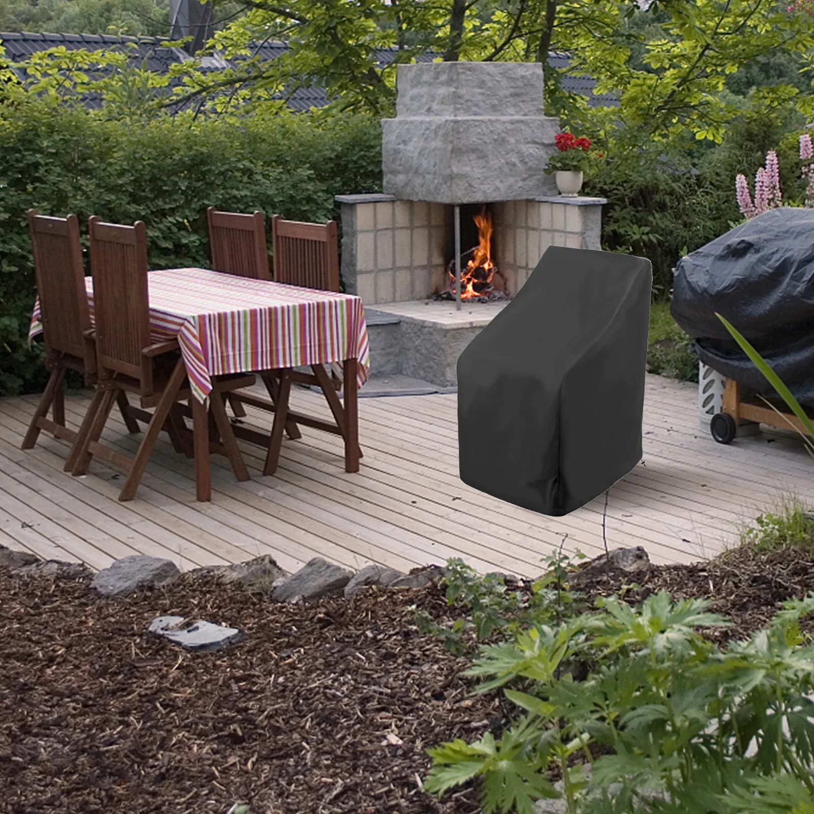 Waterproof Cover for Garden Chair in Oxford Fabric, Outdoor Furniture Protection Rain Resistant, Snow, UV Rays, Ice and Bird Excrement