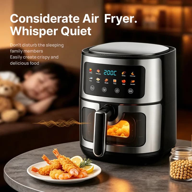 Visible Window Air Fryer Large Capacity Digital Touchscreen Air Fryer Oven Non‑Stick Basket Multi‑Function Hot Air Cooker