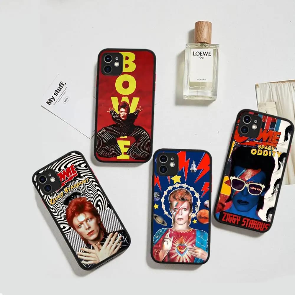 Custodia Classica D-DavidS Singer B-BowieS per iPhone 11 12 13 14 15 16 Pro Plus X XS MAX, Cover Opaca Antiurto