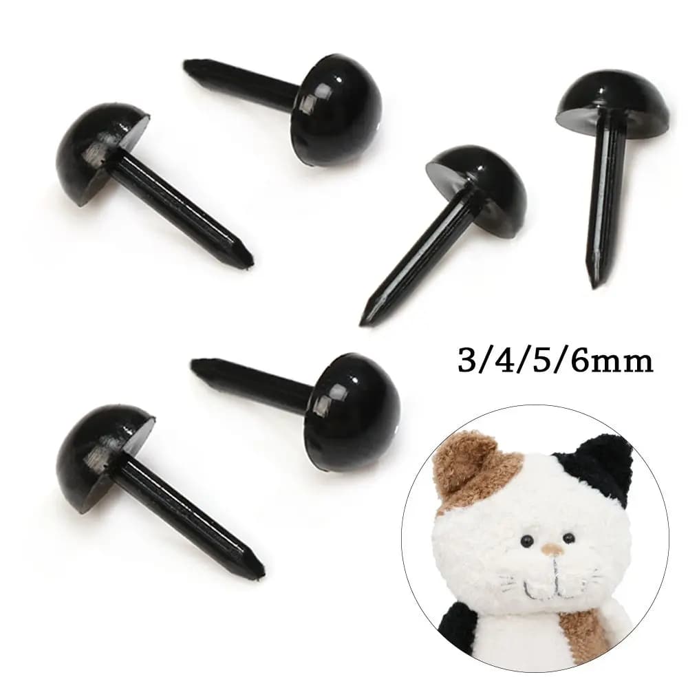 100 pz 3mm/4mm/5mm/6mm plastica Mini nero/rosso naso tondo di sicurezza per bambola per Teddy Dog farcito bambola fai da te animali peluche occhi di bambola