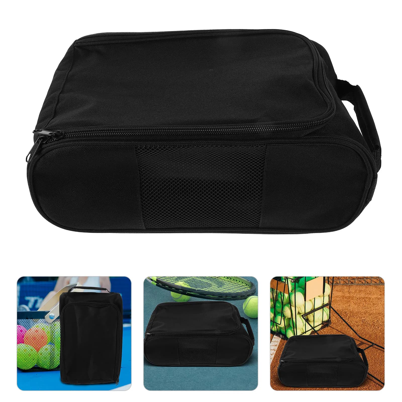 Borsa porta scarpe da golf con cerniera, traspirante, leggera, con maniglia robusta, spaziosa per scarpe, calzini, tee, accessori, viaggi, golf, sport