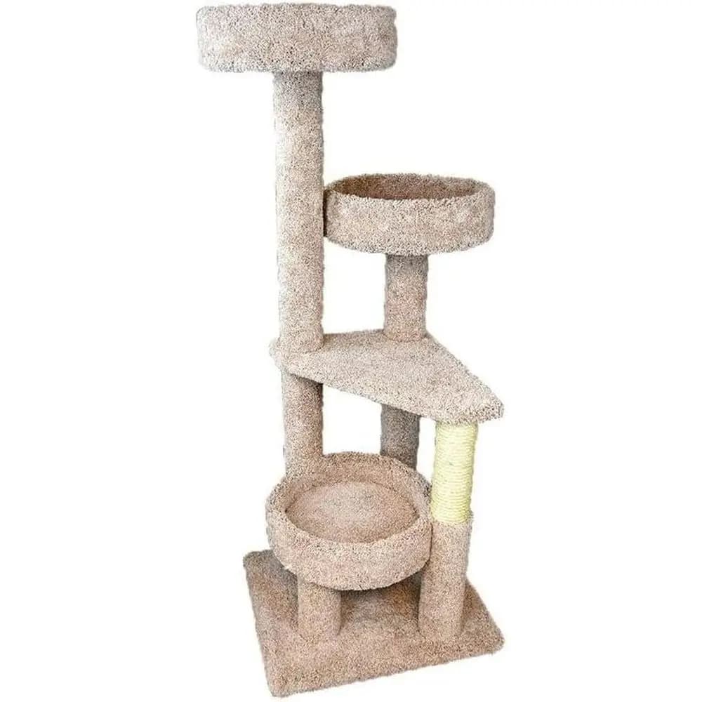 Grande Albero per Gatti a Più Livelli con Tappeto e Posti per Tirare, Colore Taupe/Neutro per Gatti da Interno