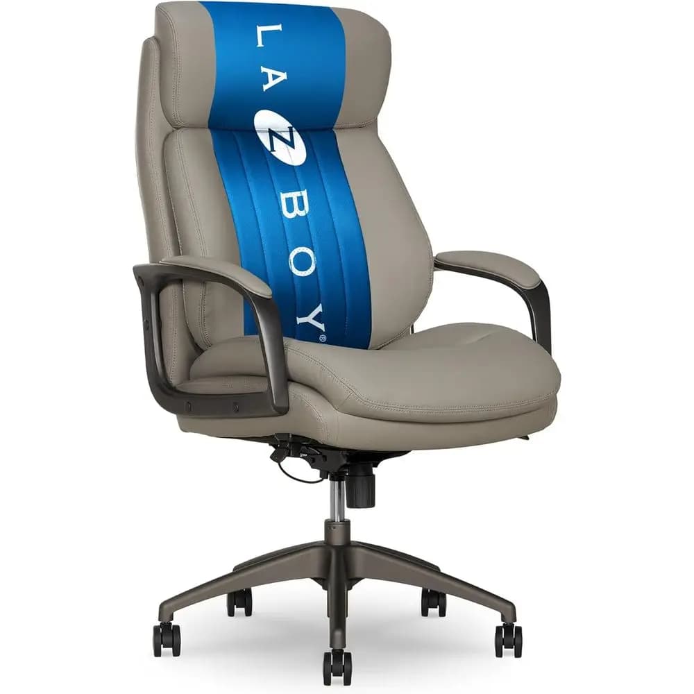 Sedia da Ufficio Ergonomica con Schienale Alto e Supporto Lombare ad Aria - Comoda Sedia per Computer o Ufficio Domestico in Pelle Vegana, Grigia