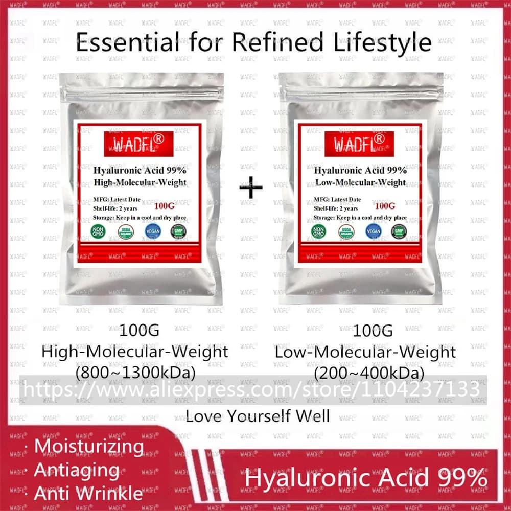 Love yourself well essential for a refined lifestyle Custom bag made of high and low weight hyaluronic acid powder 99%