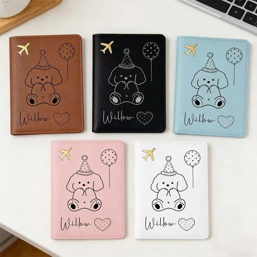 1pc Personalized Name Passport Cover Best Friend Gift Premium PU Leather Passport Holder Cute Style