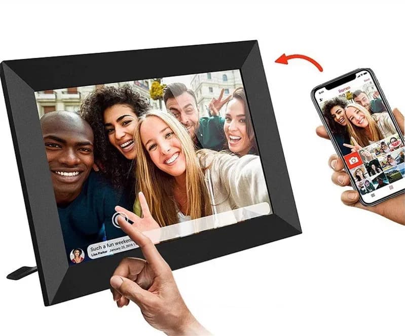 Cornice digitale Frameo Cloud con schermo touch IPS da 21,5 pollici 1920*1080, per una facile condivisione di foto di famiglia tramite Frameo