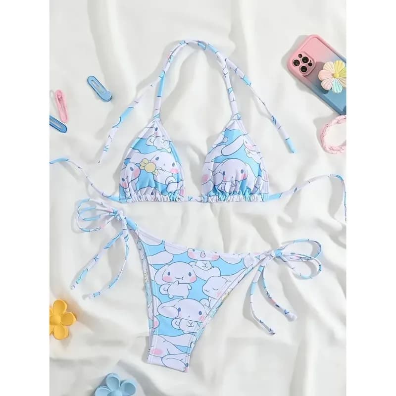 Costume da bagno bikini Sanrio Hello Kitty, due pezzi, stile giapponese, sexy e seducente