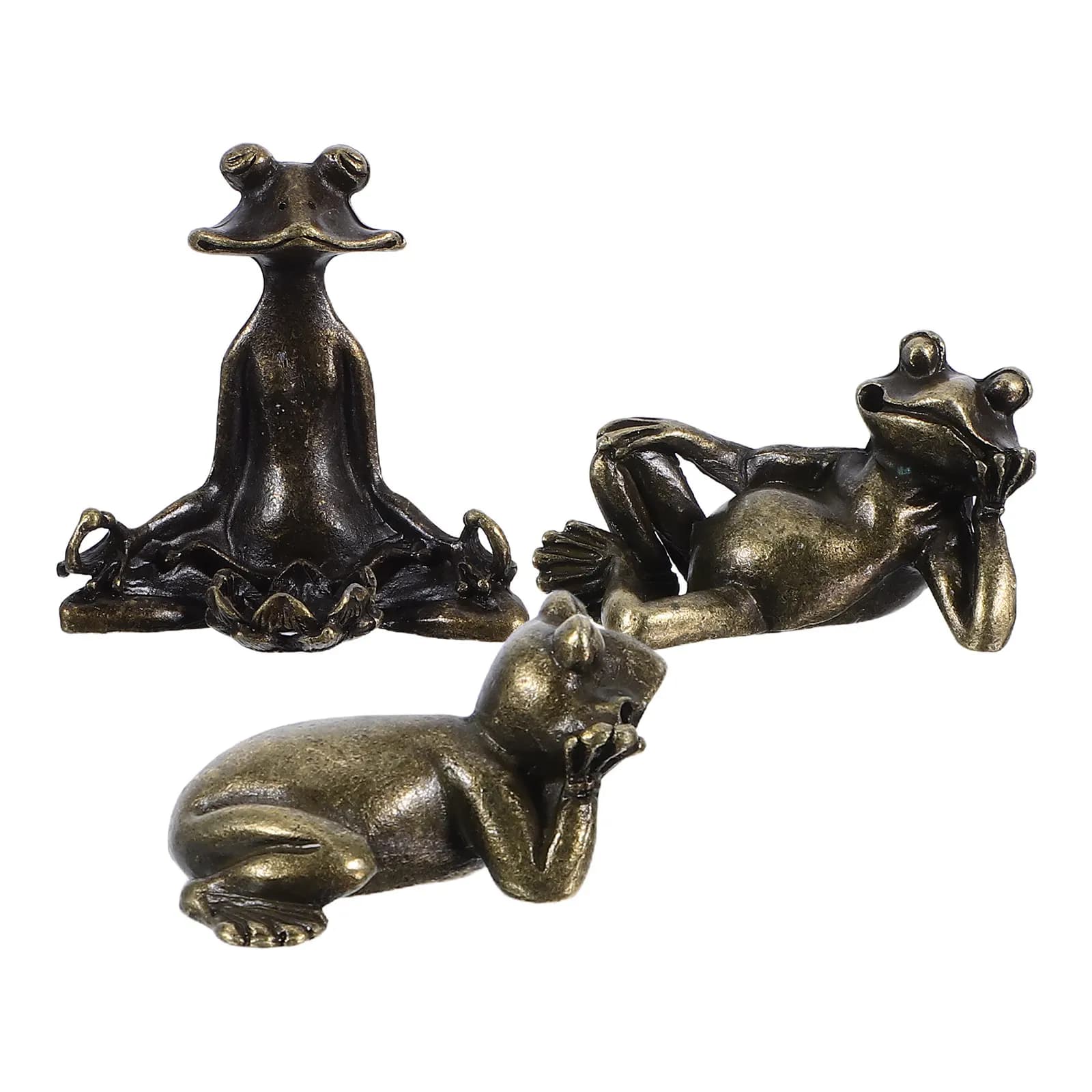 3Pcs Brass Frog Incense Stick Holder Elegant Whimsical Sculpture Compact Stable Design for Meditation Relaxation Aromatherapy