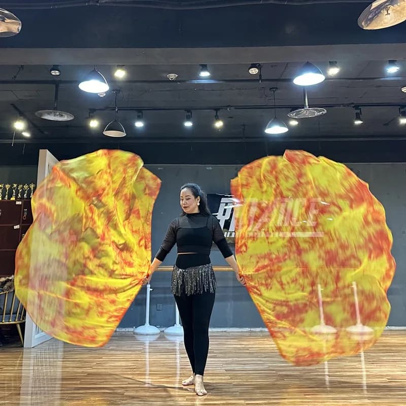 Bandiera Danza del Ventre Rossa e Gialla 190x140cm con Asta Telescopica, Accessori per Danza di Lode, per Spettacoli Teatrali, Regalo, Essenziale Vibrante