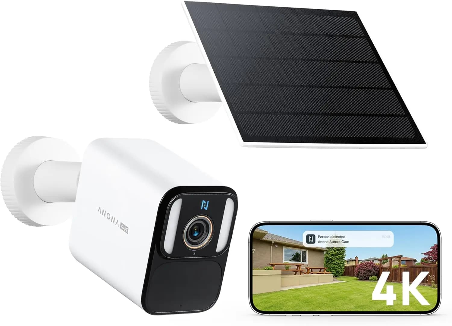 Telecamera di Sicurezza Solare 4K Wireless da Esterno, Alimentazione Continua con Pannello Solare, Visione Notturna a Colori 8MP, Registrazione 24/7, Rilevamento AI
