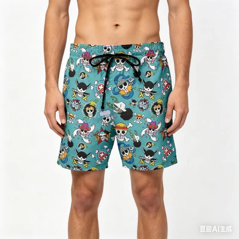 Strawhats Jolly Rogers One Piece Anime Pantaloncini sportivi per adulti e bambini, pantaloncini da bagno estivi, morbidi, comodi e leggeri, ad asciugatura rapida