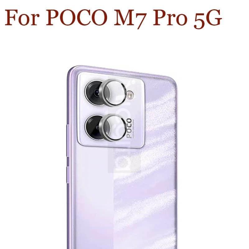 Protezione per obiettivo fotocamera per Xiaomi POCO M7 Pro 5G Obiettivo in lega di vetro Acciaio invisibile Tipo diviso Design 3D HD Trasparente Copertura completa