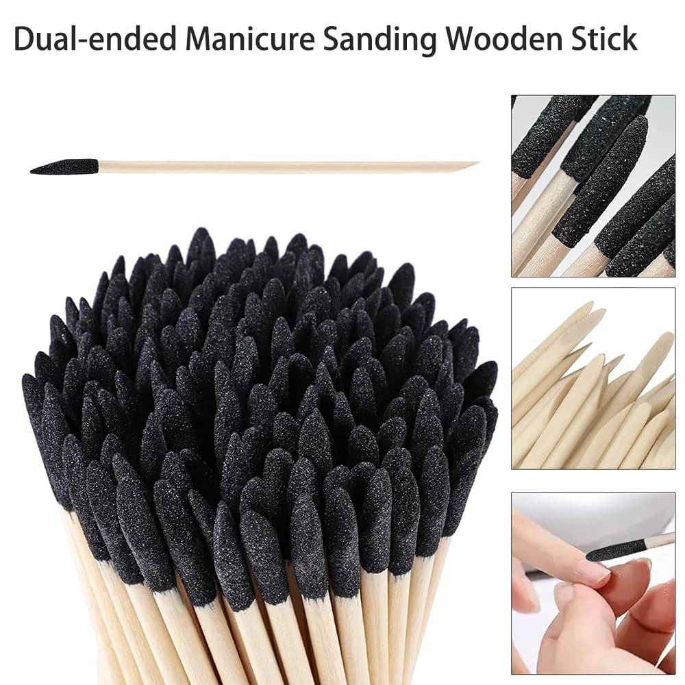 200 Pezzi Bastoncini Abrasivi Monouso a Doppia Punta, Lima per Cuticole in Pietra Pomice, Spingicuticole in Legno, Strumenti per Manicure e Pedicure