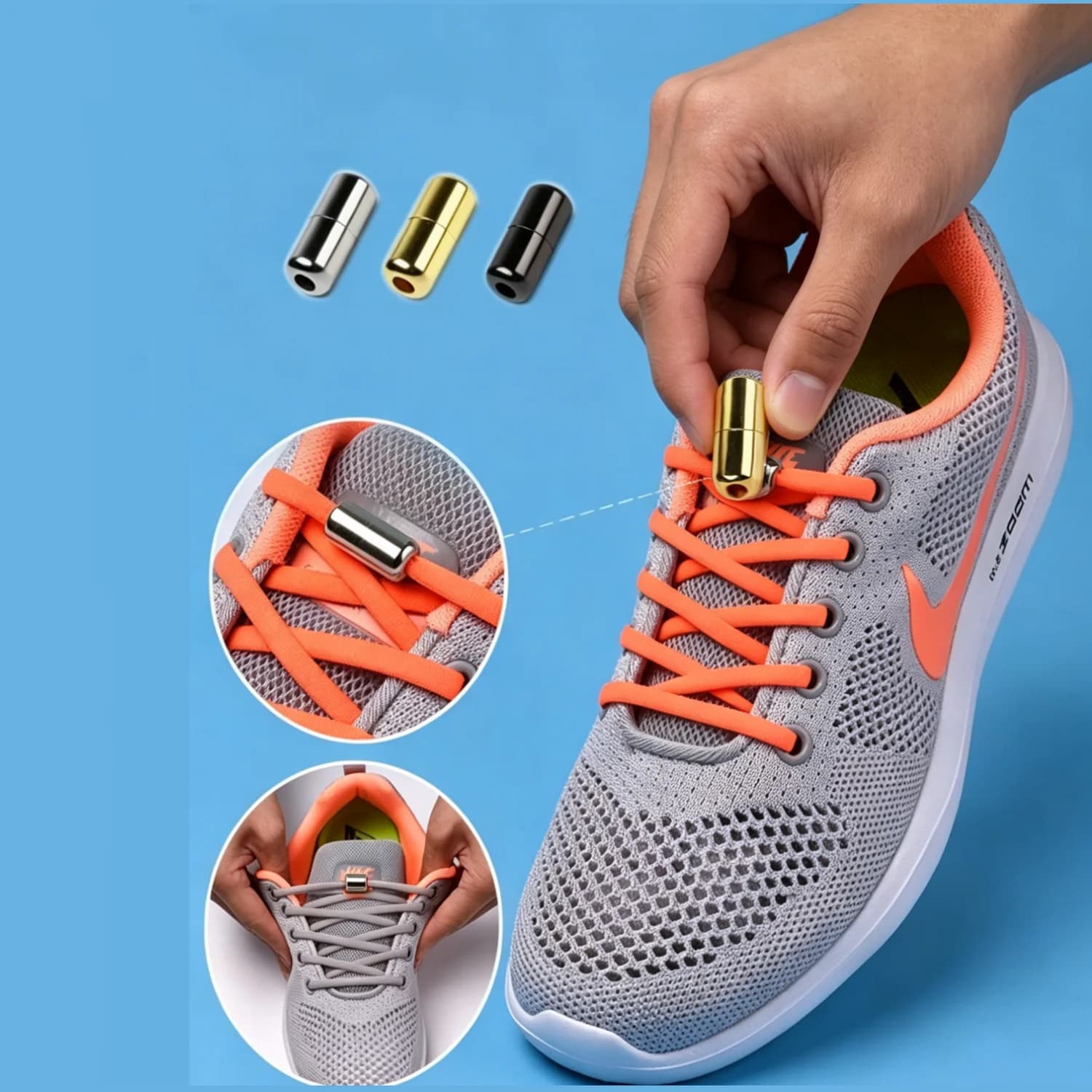1 Paio di Lacci Elastici Semicircolari con Chiusura Rapida Senza Nodi per Sneakers, Scarpe da Corsa per Bambini e Adulti